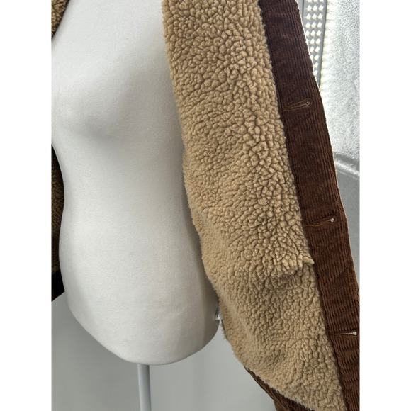 Mutual Weave Sherpa Lined Corduroy Trucker Jacket Brown Western Workwear S - Picture 8 of 15